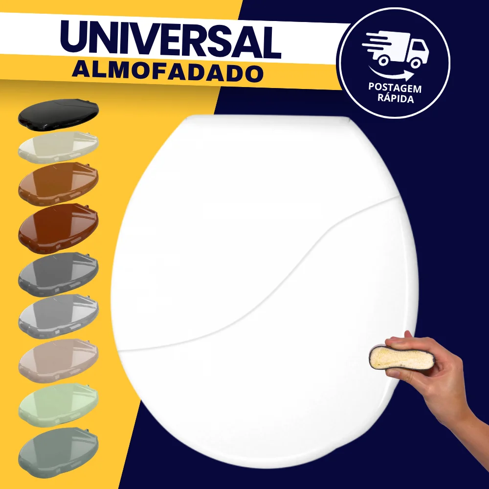 Tampa Assento Sanitário Almofadado Branco Universal Oval Deca Celite Icasa Logasa Incepa Durín
