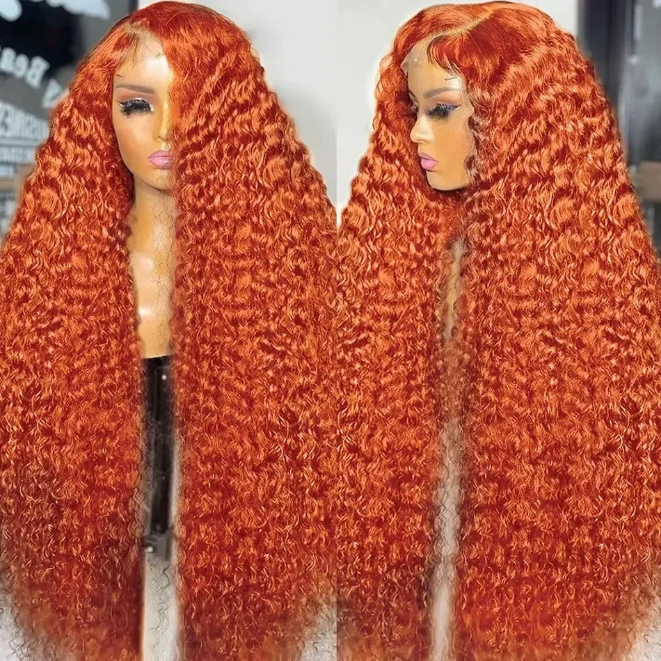 Orange Ginger HD Lace Wig 13x6 Human Hair Curly Wigs 350 Colored Lace Front Wig Deep Wave 30 Inch Lace Frontal Remy For Women