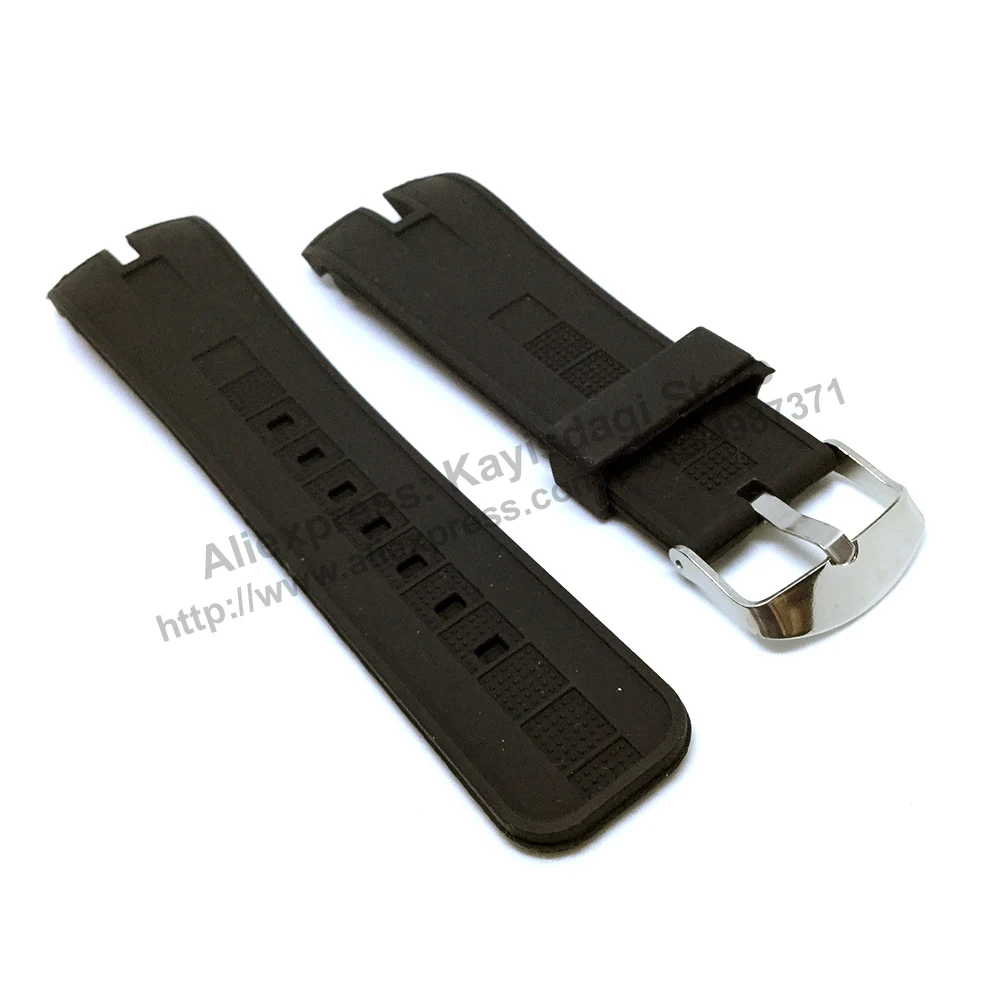 Fits/for Roger Dubuis Excalibur and Easydrive RDDBEX0405 - 26mm Black Soft Silicone Rubber ES45 Watch Band / Strap / Belt