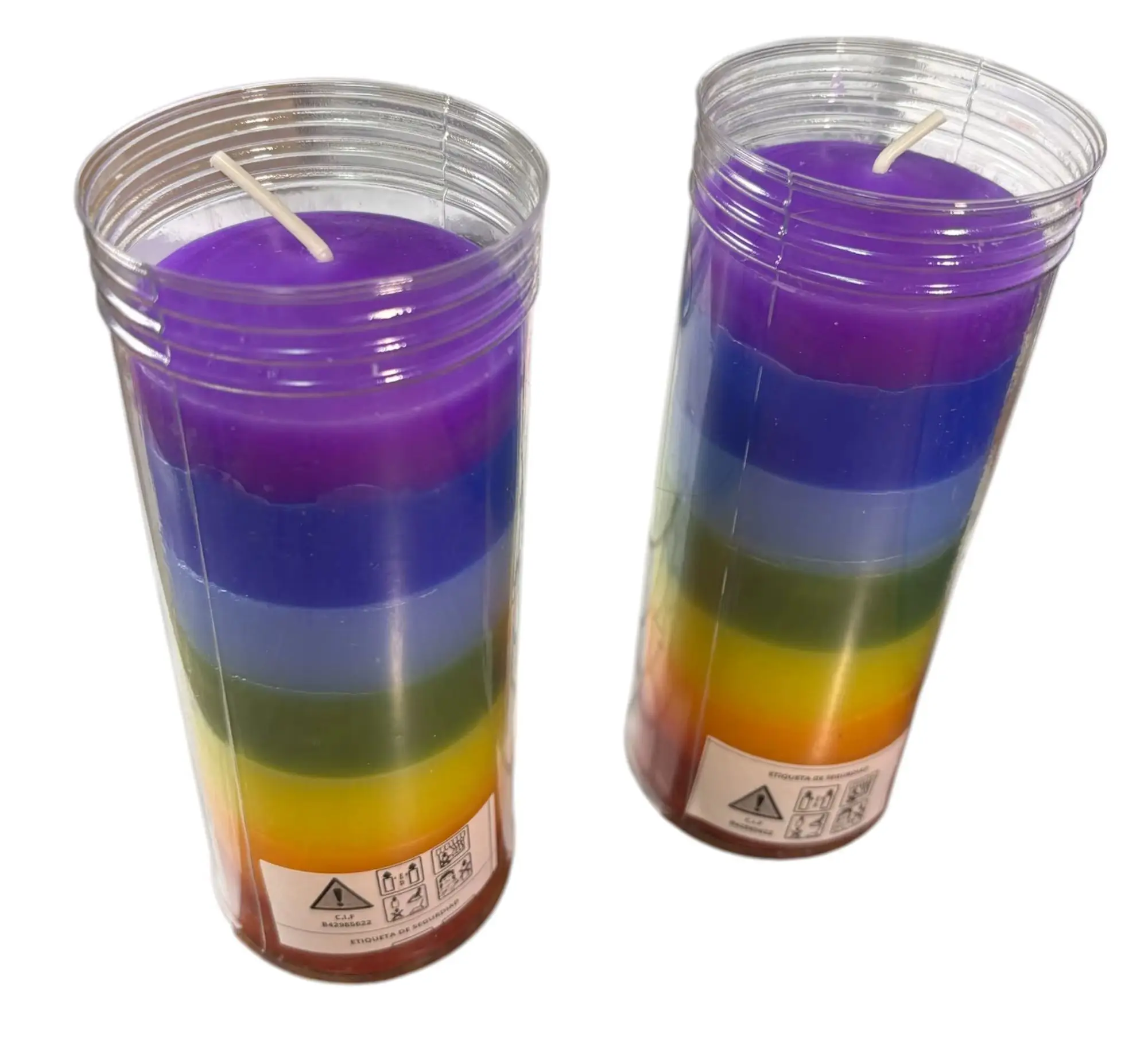 Velón Siete Colores  (2 UNIDADES ), 7 Potencias Para peticiones, velones Ritualizados Limpiezas Energéticas  quitar trabajos  esotericos  2