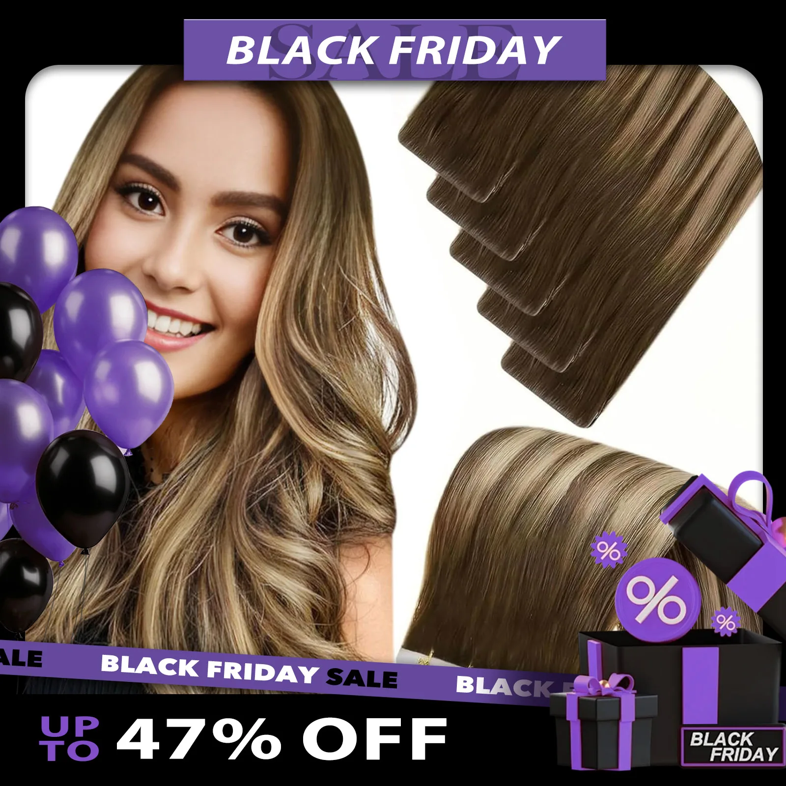 LaaVoo 보이지 않는 주입 테이프 머리 확장 실제 인간의 머리카락 브라질 버진 원활한 고품질 주입 머리 확장