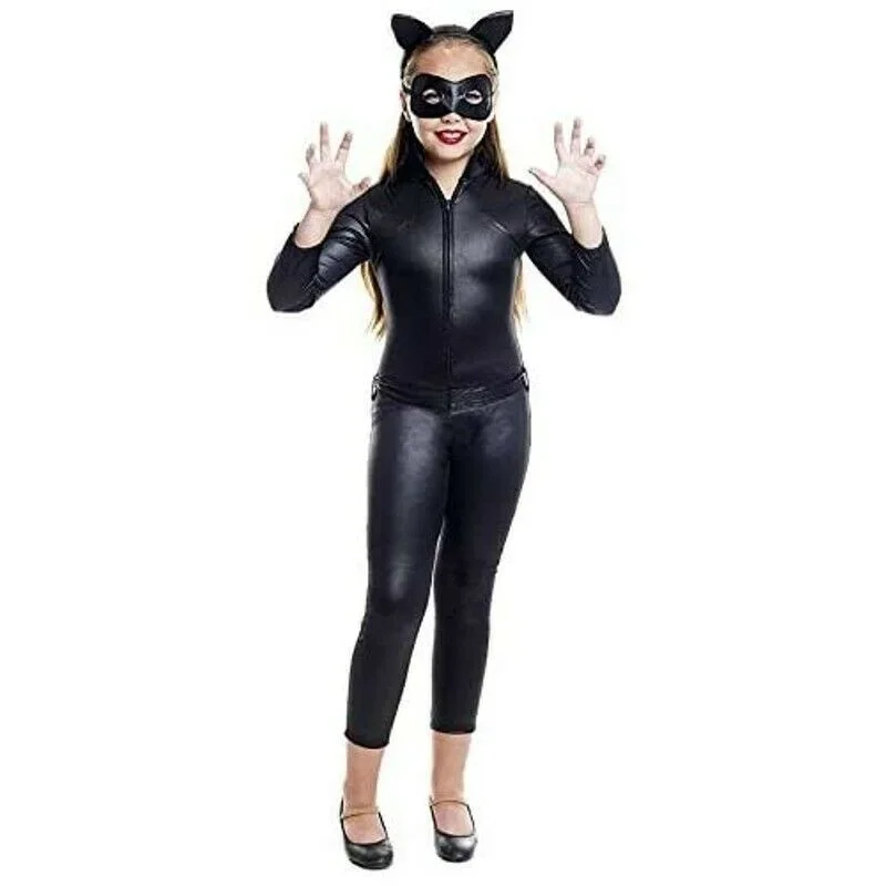 Menina do gato, superheroína gato niña infantil para festa de halloween carnaval fiesta teatro