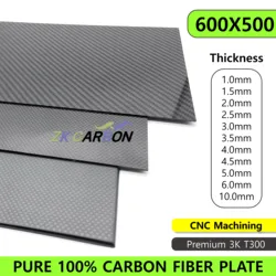 600x500mm Full 3K Carbon Fiber Sheet Plate High Strength Carbon Board Panel Thickness 0.5mm 1mm 1.5mm 2mm 2.5mm 3mm 4mm 5mm