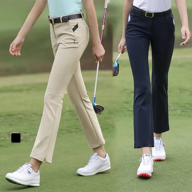 Odzież damska spodnie do golfa rozkloszowane spodnie do golfa damskie letnie wodoodporne spodnie sportowe wysokie elastyczne spodnie Slim Split Design — zdjęcie 2