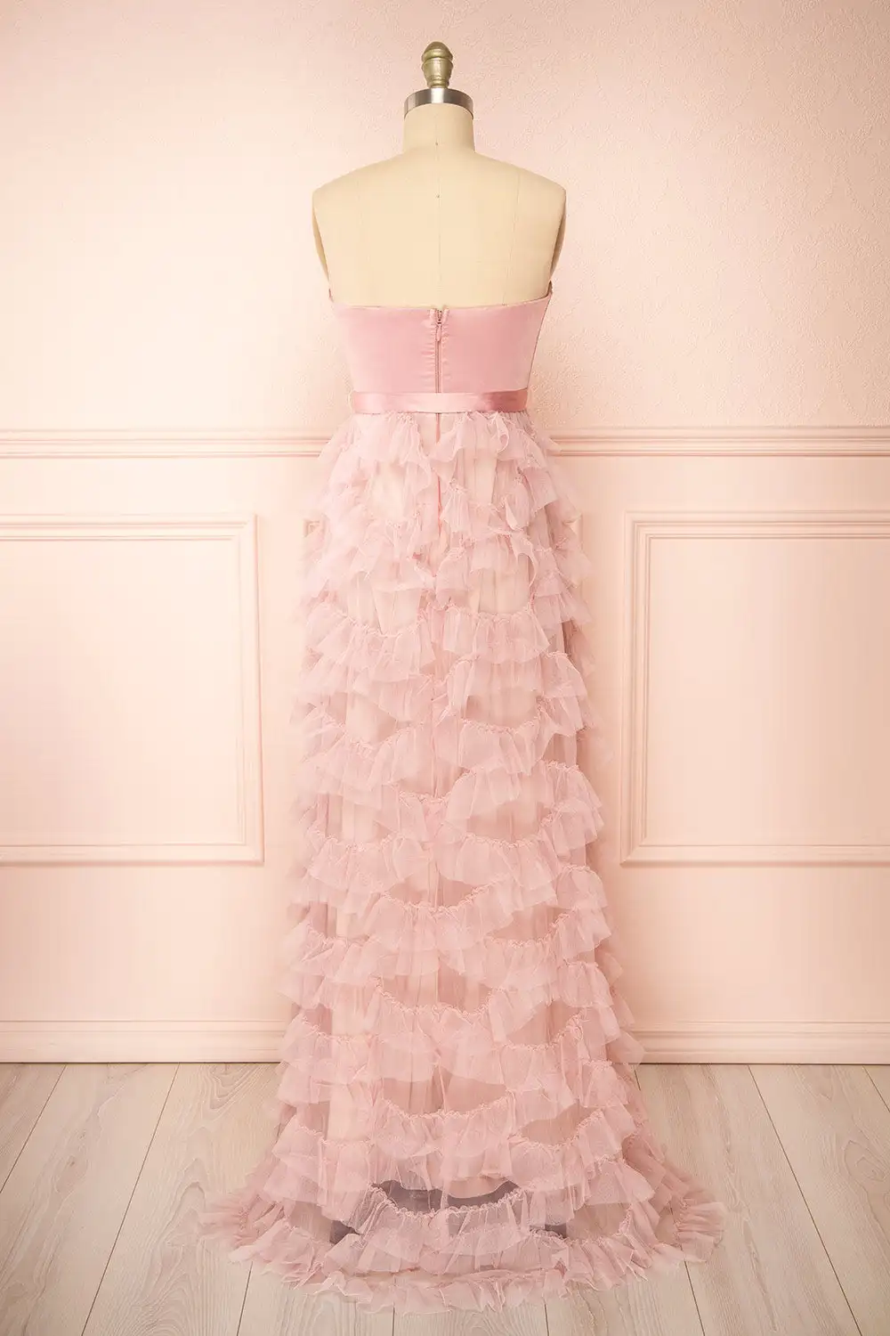 Magnifique robe maxi en tulle à volants pour femmes, bustier en satin, bretelles réglables, robes de cocktail, Rhde mariage, invité de demoiselle d'honneur, 2024