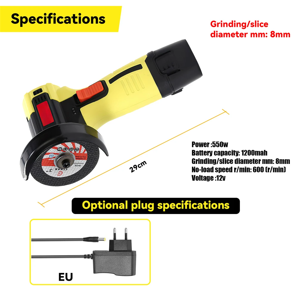 12V Mini Winkelschleifer 550W Akku wiederaufladbare Schneidemaschine Poliermaschine Elektrische Handschleifmaschine Poliermaschine – Detail 18