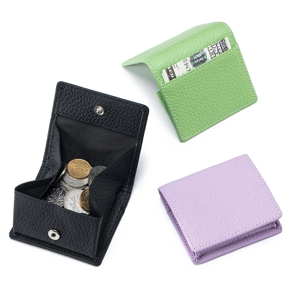 Prawdziwa skóra Unisex portfel luksusowy Design słynnej marki Hasp kwadratowy portfel dziewczyny Mini portfel kobiet małe portmonetki — zdjęcie 2