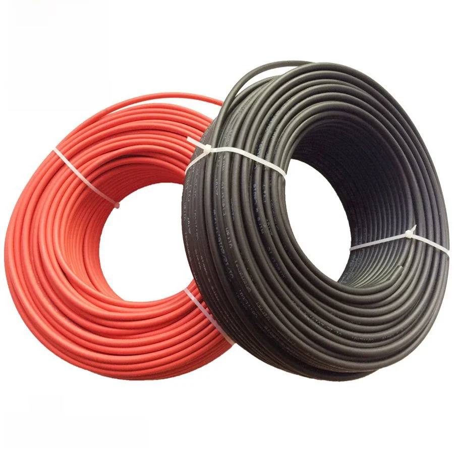 20 m/rolka 6mm2 kabel słoneczny czerwony lub czarny kabel pv drutu przewód miedziany XLPE kurtka izolacji kabla słonecznego drutu zatwierdzony do użytku przez tuv — zdjęcie 2