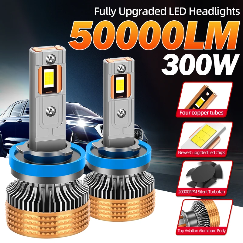 

2X H11 Led Headlights 50000LM High Quality 300W Canbus 6000K 6500K Super Bright Easy To Install h11 Headlamp Long Lifespan