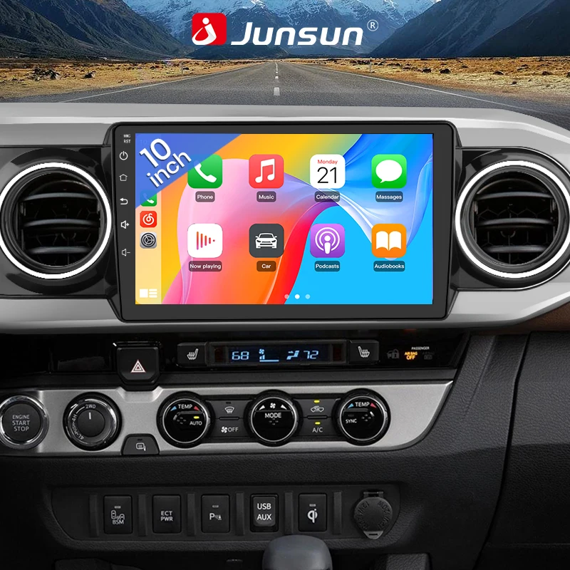 Junsun Car GPS Navigation System Auto Radio for Toyota Tacoma 2016 2017 2018 2019 2020 2021 Built In Wireless Carplay Android Auto GPS Navigation Bluetooth 5.0 4G LTE 5G WiFi AI Voice Control