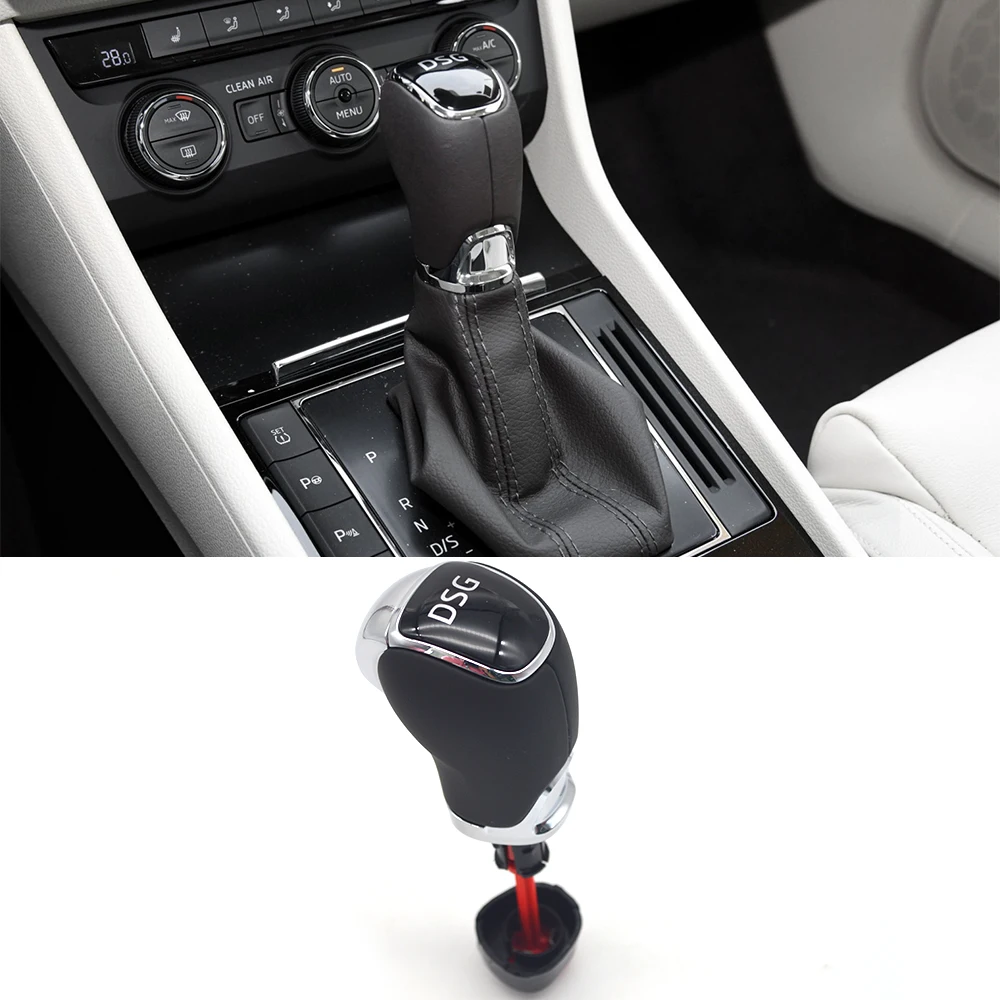 

For Skoda Octavia Superb Yeti DSG Gear Shift Knob Head Handball Leather With DSG LOGO Cr Accessories