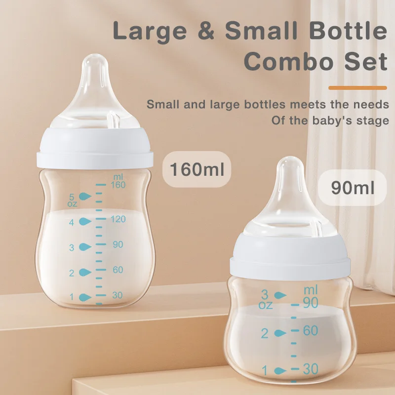 Dr.isla 2026 New Glass Newborn Baby Bottle 90ml/160ml Baby Bottle Wide-Neck Nipple Anti-Colic Feeding Bottle Glass Milk Bottle