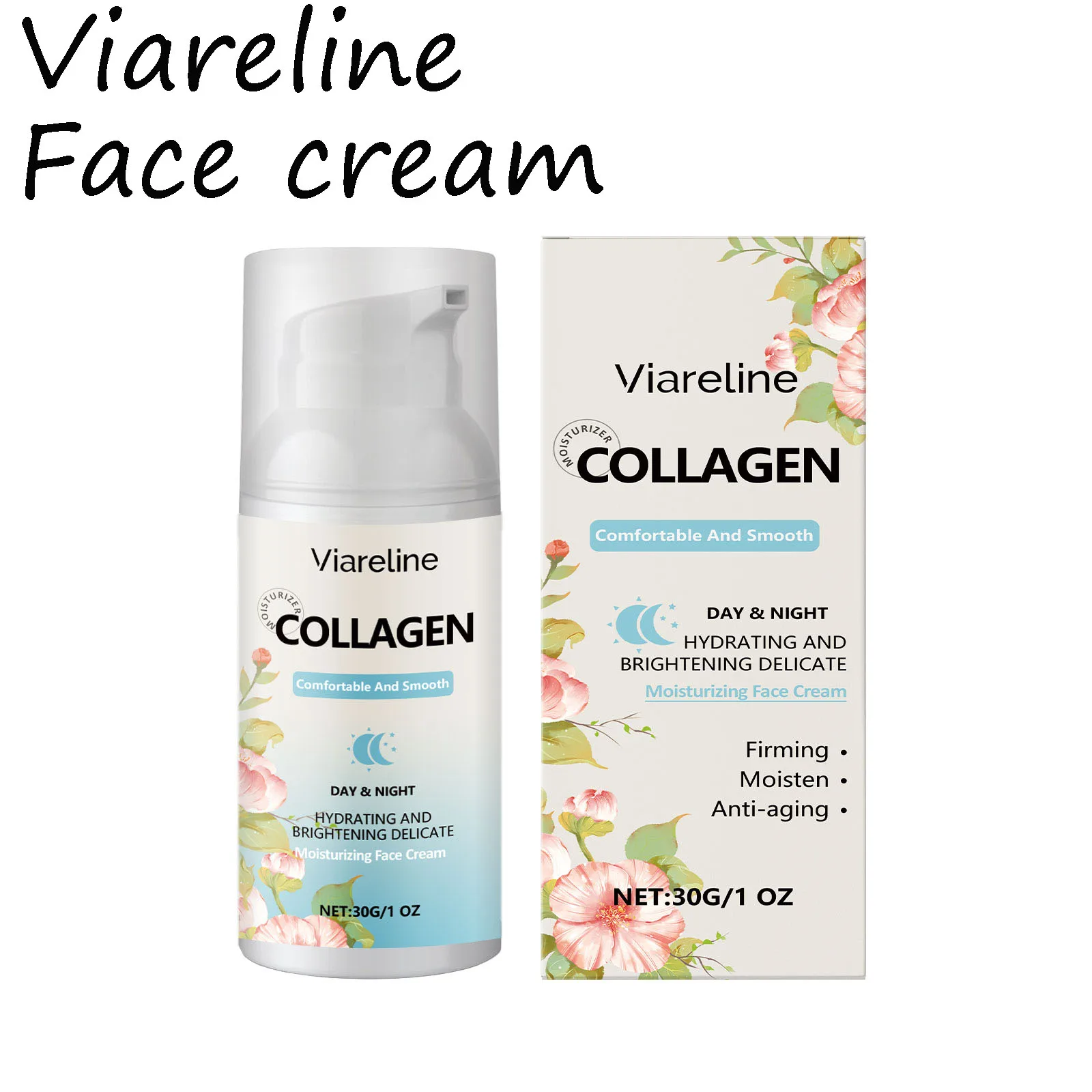 

Viareline Collagen Face Cream Hydrating Enhance Skin Elasticity Delay Aging Refreshing Brightening Skin Tone Firming Face Cream