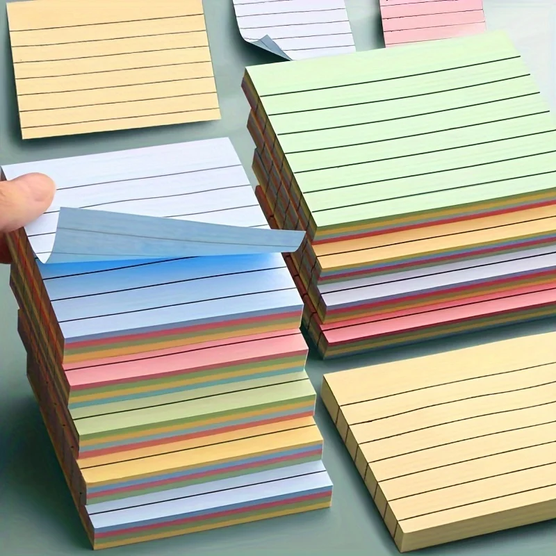 600개의 혼합 색상 가로형 스티커 메모, 높은 점착력과 쉽게 찢어짐, 사무실 및 학습에 적합