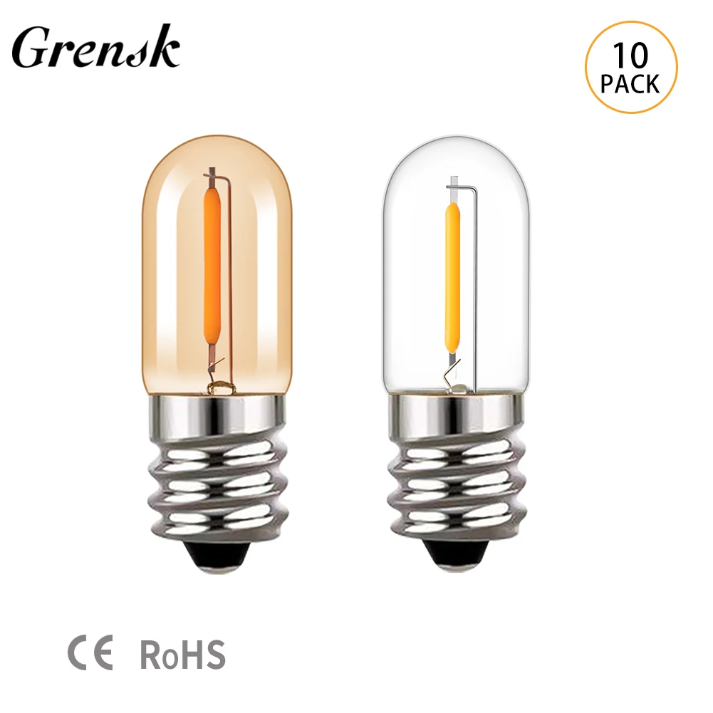 

10PCS T16 Tubular Led Filament Bulb E12 E14 Mini Night Lamp 0.6W Tube Edison Replacement Retro Lamp For Chandelier Pendant Light