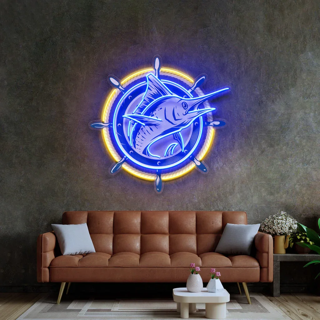 Anime Fish Neon Sign Bar Beer Wall Art Decor Personalized Sign Bedroom Night Sign for Home Living Room Game Room Kids Birthday