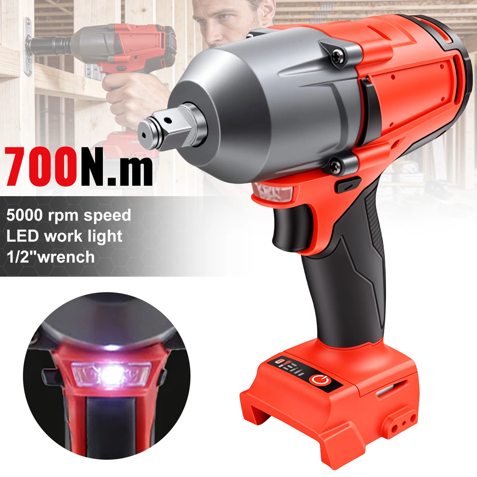 FitForMilwaukee18VBattery1300NMLargeTorqueCordlessWrenchBrushlessElectricImpactWrenchRepairPowerToolsCarTruck