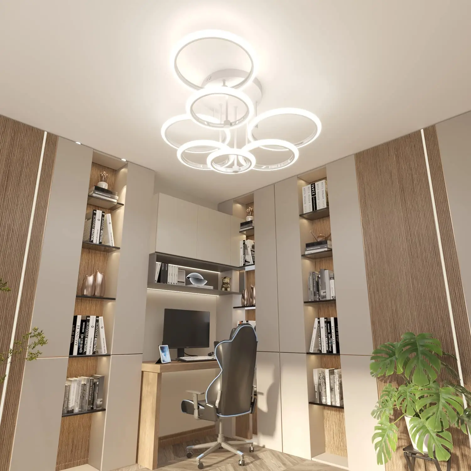 Modern LED Ceiling Chandelier Lights Ring Home Decorations Ceiling Pendant Lamps Chandelier Living Room Bedroom Lighting Lustre