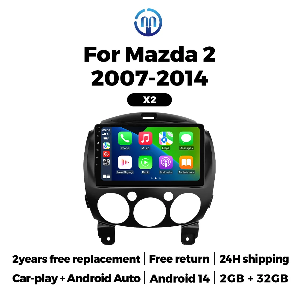 

NAVIFLY＆MEKEDE 4 Core 32G Android 14 Multimedia Players For Mazda 2 2007 - 2014 Car Radio Carplay Auto Rearview Camera GPS WIFI