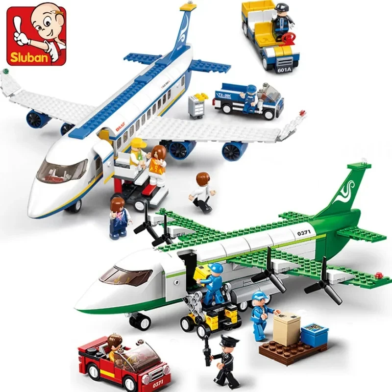 Sluban Creative City Airbus Cargo Aircraft Plane Building Blocks Air Ambulance Airplane Model Bricks Educational Toys Kids Gifts