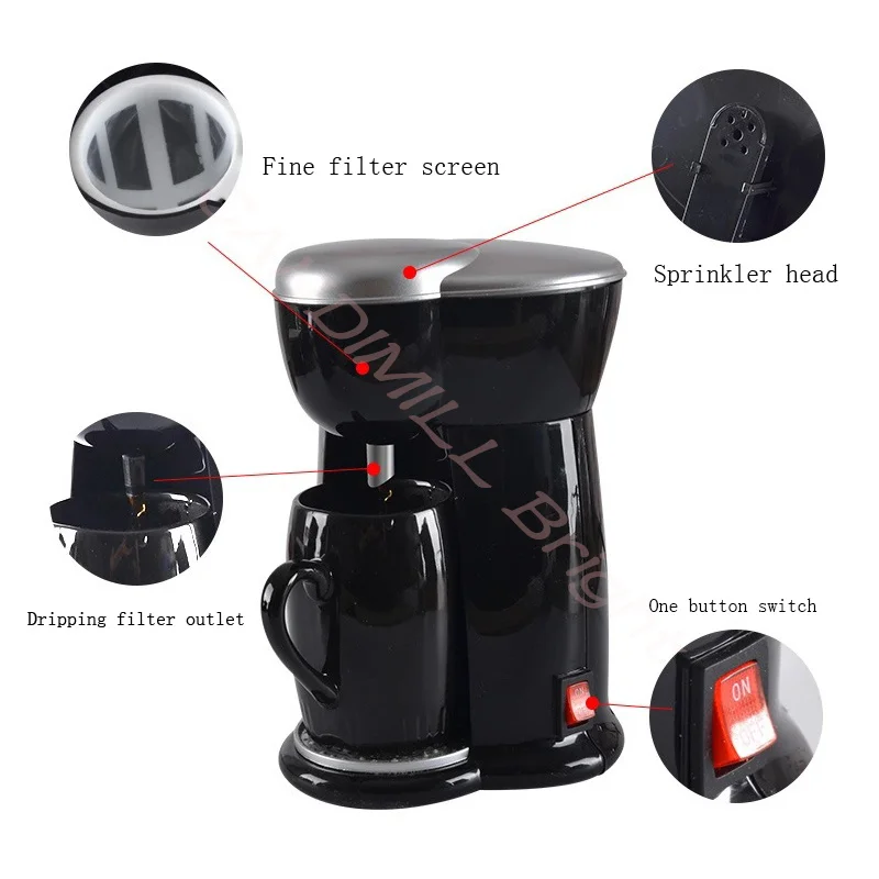 American Drip Coffee Maker Household Small Drip Mini Electric Coffee Machine for Home Office