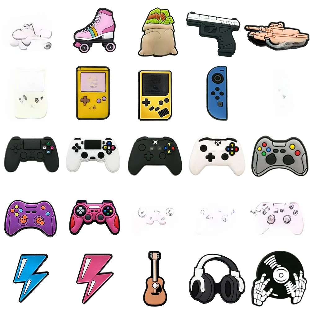 1 pièces hommes garçons chaussures breloques accessoires broches manette de jeu Rubik's Cube guitare casque chaussure décoration Cool sabot boucle femmes Jean ensemble