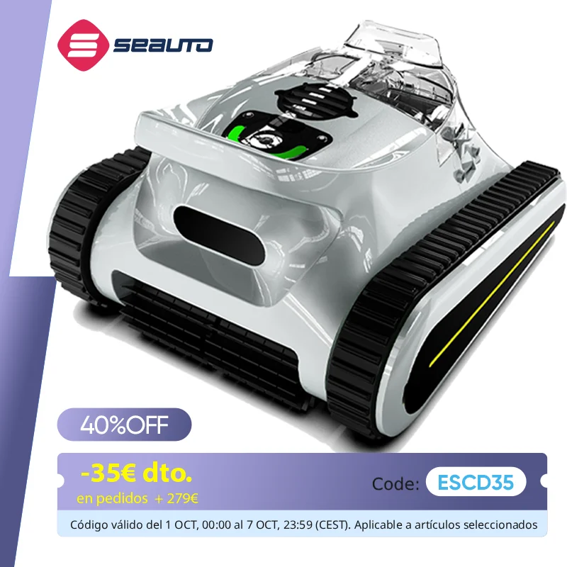 Seauto-aspiradora robótica para piscina, Robot de escalada en pared, limpiador automático de piscina, adecuado para paredes y suelos de 2000 pies cuadrados