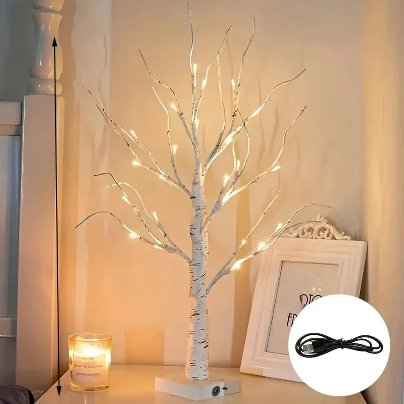 24 Led arbre scintillant de pâques fée lumière Branches d'arbre de bouleau 3AA et USB alimenté arbre lampe pour fête chambre décoration de noël