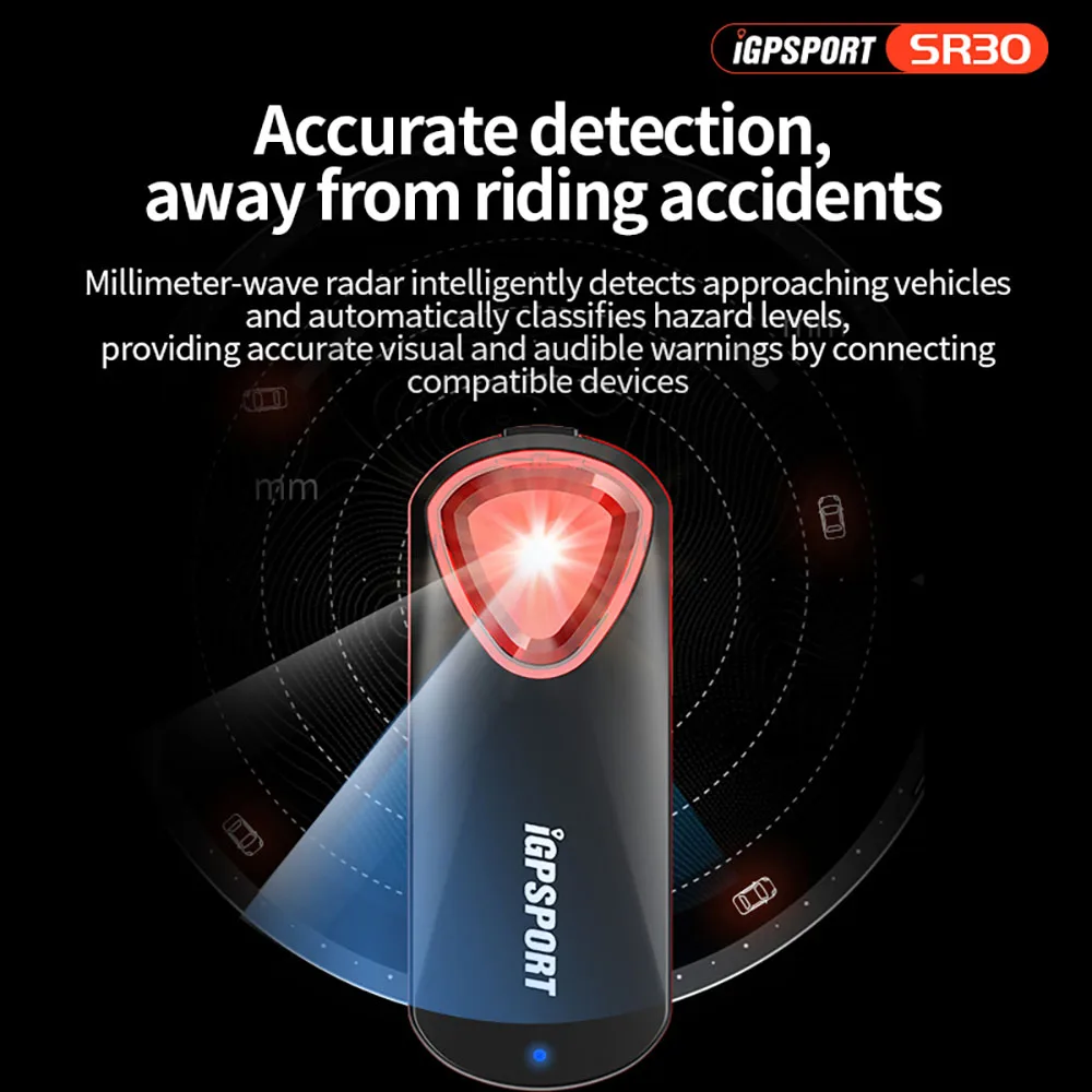 iGPSPORT SR30 Radar Luz Traseira Inteligente Luz Da Bicicleta Luz Traseira Sensor de Freio Lâmpada de Aviso Impermeável LED Ciclismo Luz Traseira 6