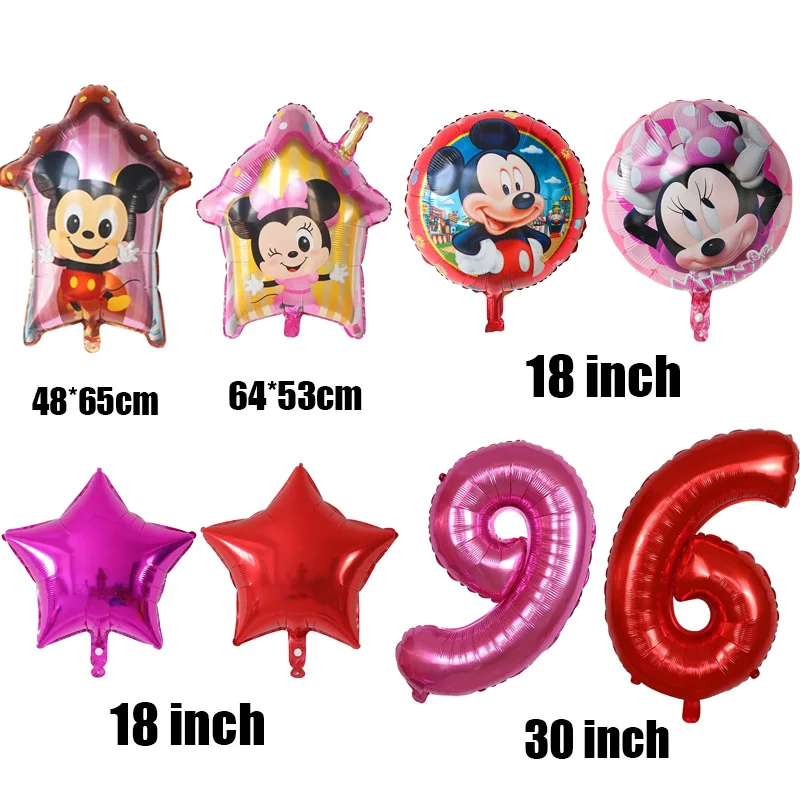 Disney Mickey Mouse Balloon Birthday Party Decorations Baby Shower Aluminum Foil Digital Balloon Children's Toys