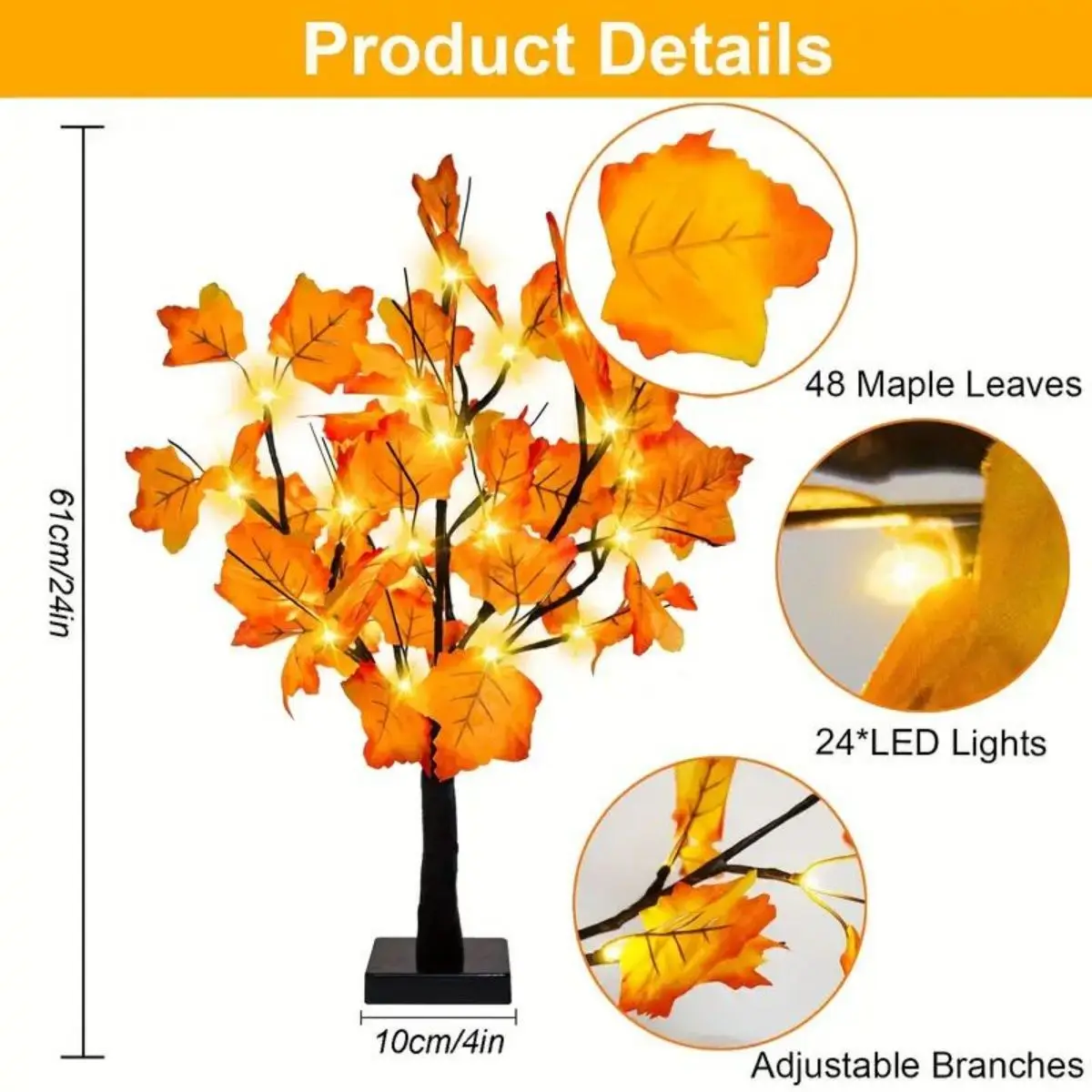 1pc USB Plug-in LED Maple Leaf Lamp, Birch Tree Lamp, Room Decoration Lamp, Indoor Holiday Decoration Simulation Tree Lamp ﻿