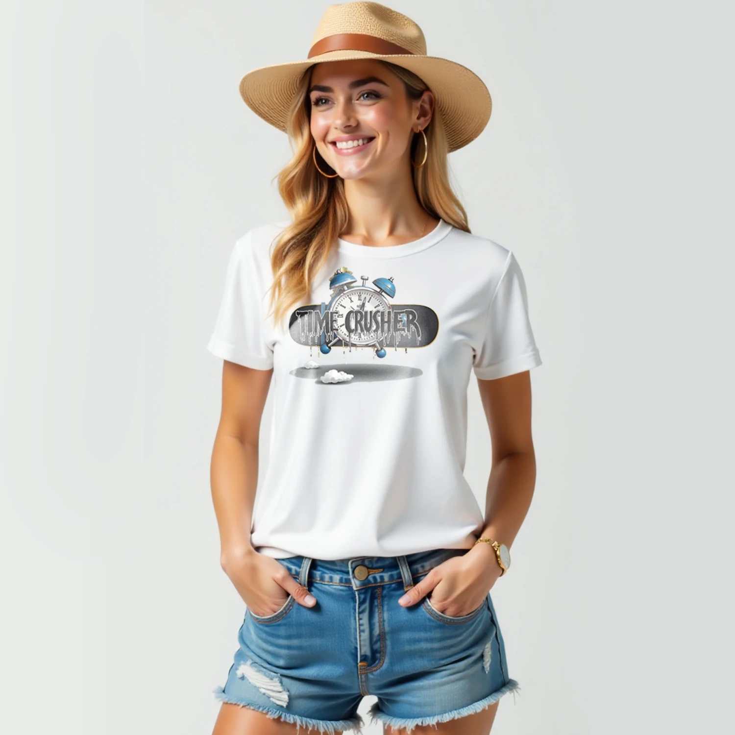 تي شيرت قطني محطم للوقت بحجم كبير وللجنان ، كم قصير ، محبي جرافيك ، ملابس غير رسمية للنساء ، تي شيرت علوي