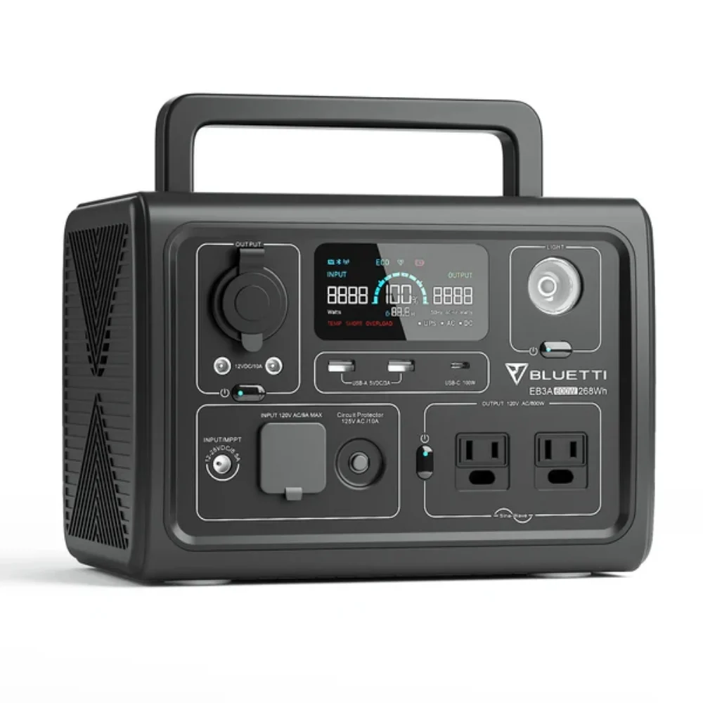 【US PLUG】BLUETTI EB3A Portable Power Station | 600W 268Wh, Solar Generator for Outdoor Camping