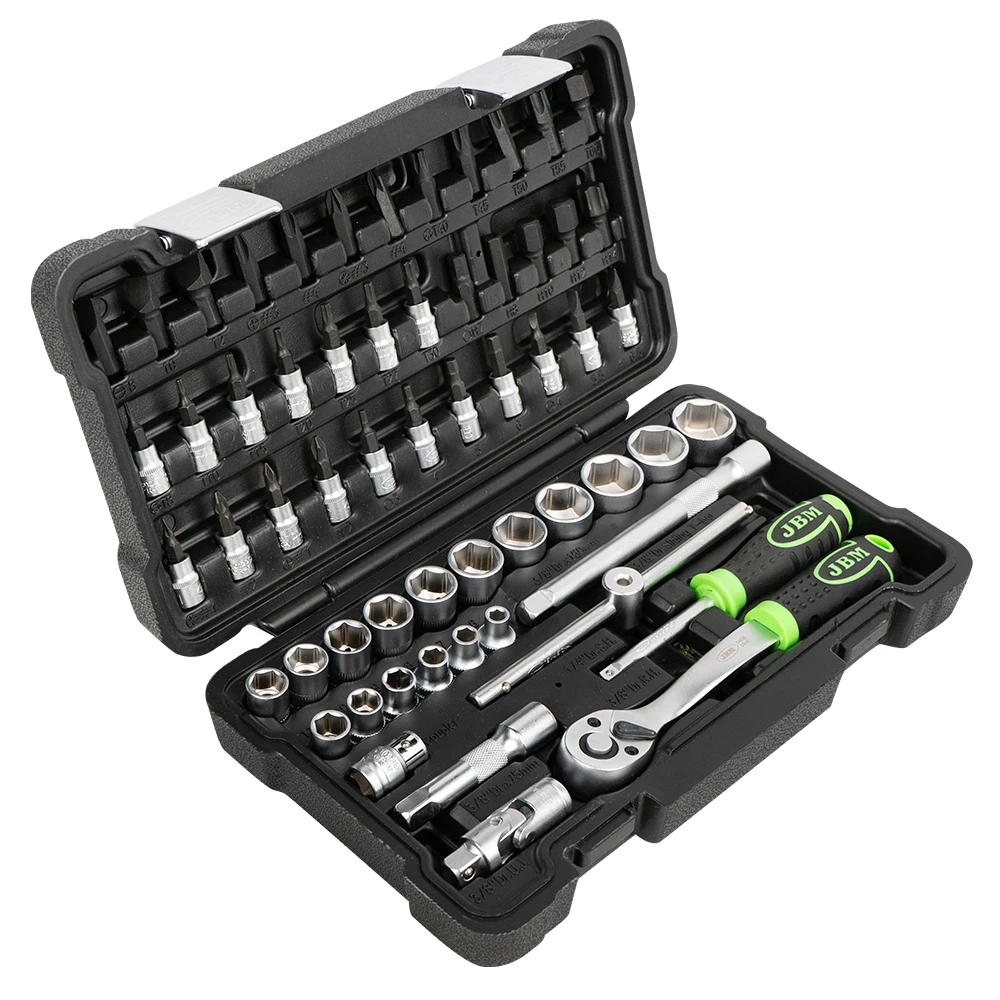 JBM 54277 59 PCS 3/8 Tool Case with Cinced Hex Cup Tool Box Professional Use