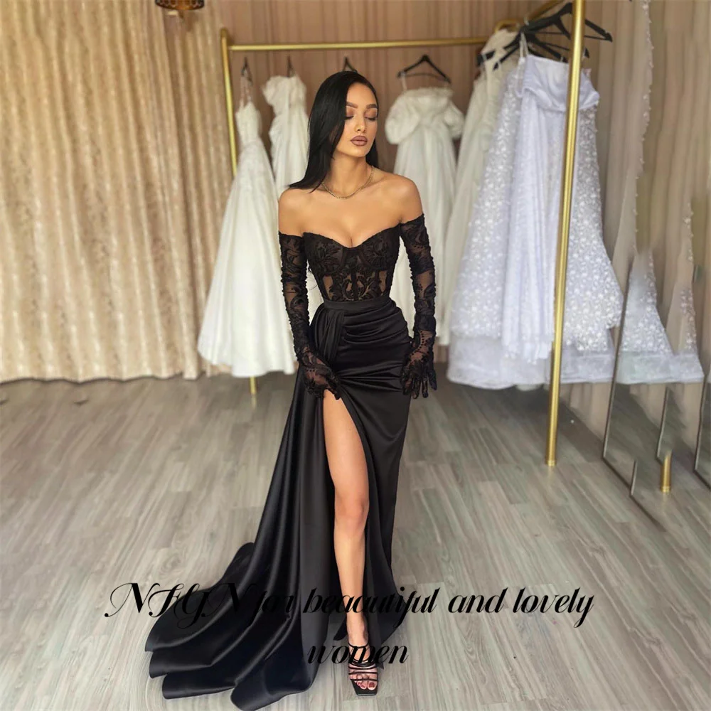 

NFYN Mermiad Sexy Evening Gown Lace Elegant Prom Dress Pleat Sweetheart Evening Dress With Side Split robes de soirée Customized