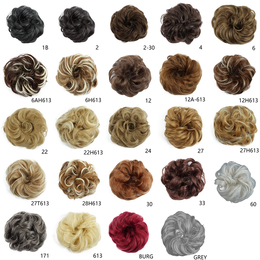 Synthetic Hair Bun Wig Ladies Hair Extension Scrunchie Elastic Wave Curly Hairpieces Black Brown Scrunchie Wrap