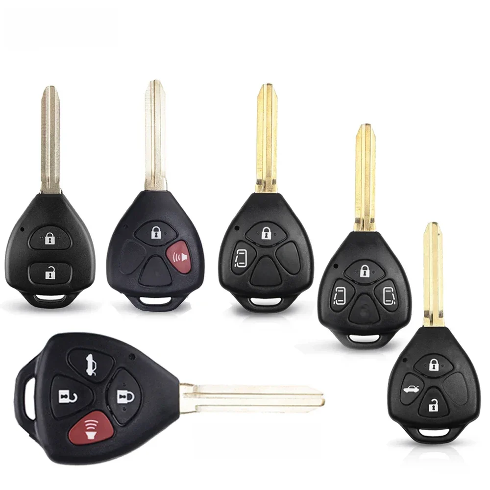 KEYYOU 2/3/4 przycisk obudowa pilota z klucz samochodowym powłoki etui na pilota dla Toyota RAV4 Auris Prado Tarago Camry Corolla REIZ korona Avalon Venza — zdjęcie 2