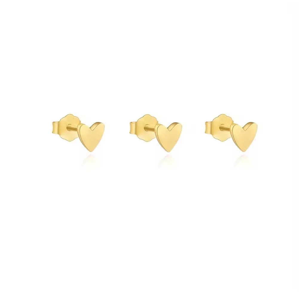 3Pcs Smooth Love Butterfly Back Stud Earrings for Women