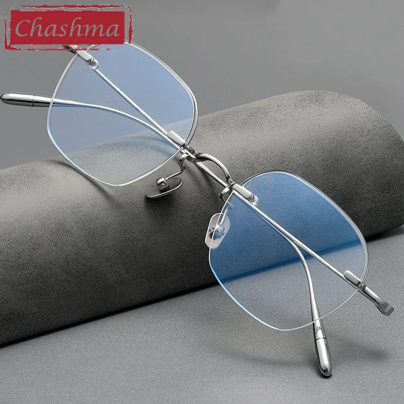Chashma Optical Pure Titanium Eyeglasses Frame Men Semi Rim Round High Quality Women Gafas Ultra Light Fashion Spectacle