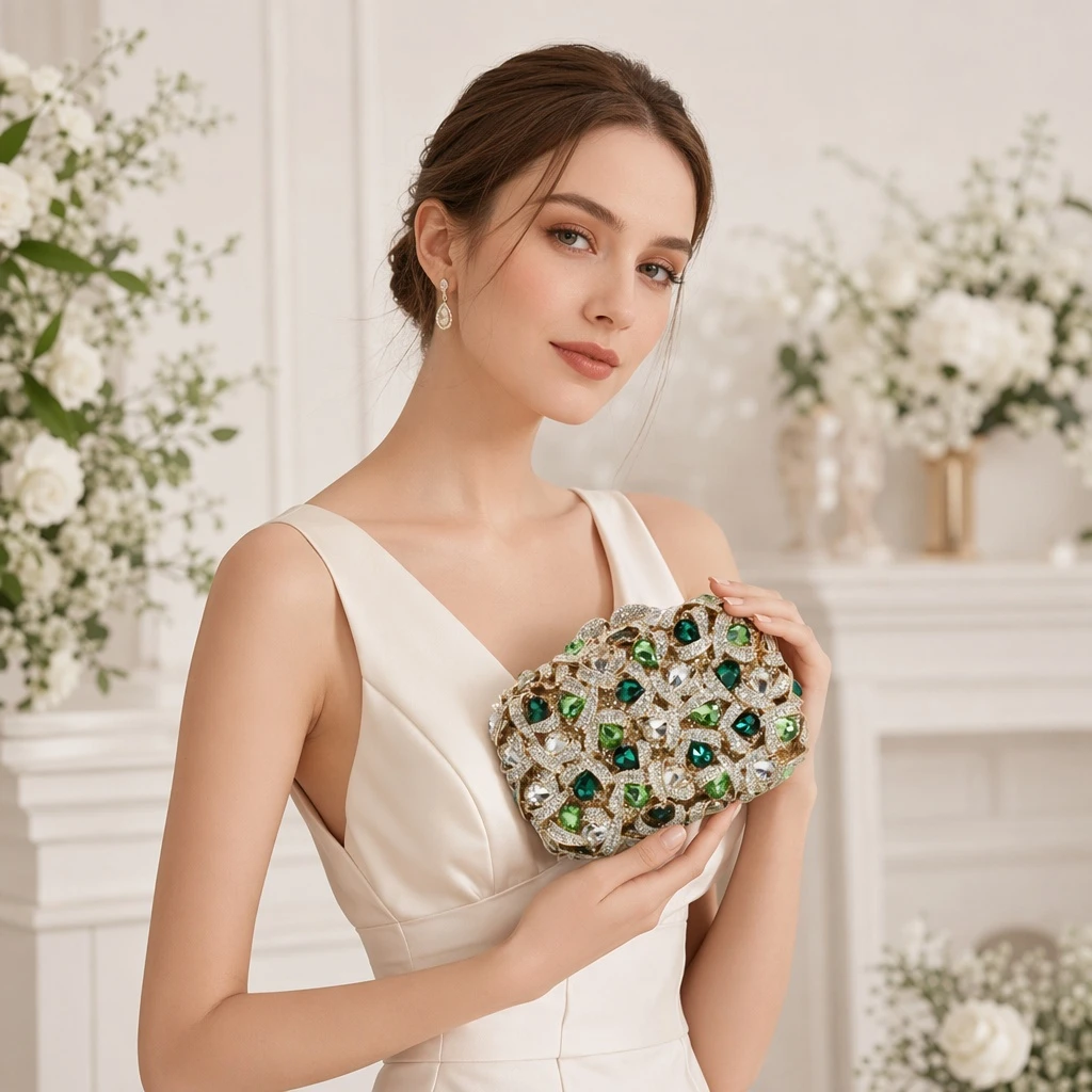 Women Luxury Rhinestone Evening Bag Glitter Crystal Handbag Cocktail Party Clutch Wedding Purse for Prom Banquet