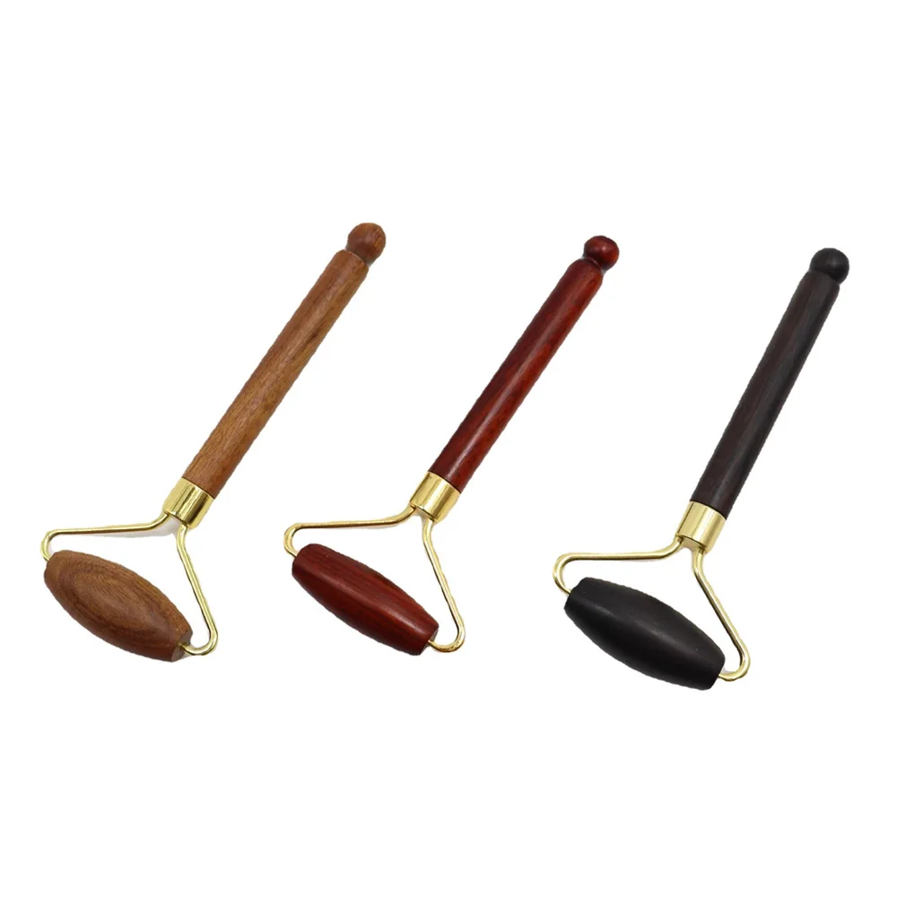 제비꽃 손잡이가 있는 수제 나무 마사지 롤러, 얼굴 관리 도구, 장인 마사지 액세서리