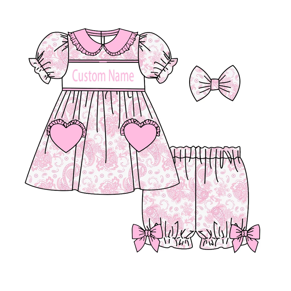 Boutique children's outfit set short-sleeve top paired elastic-waist shorts adorned butterfly and floral print baby pajama set