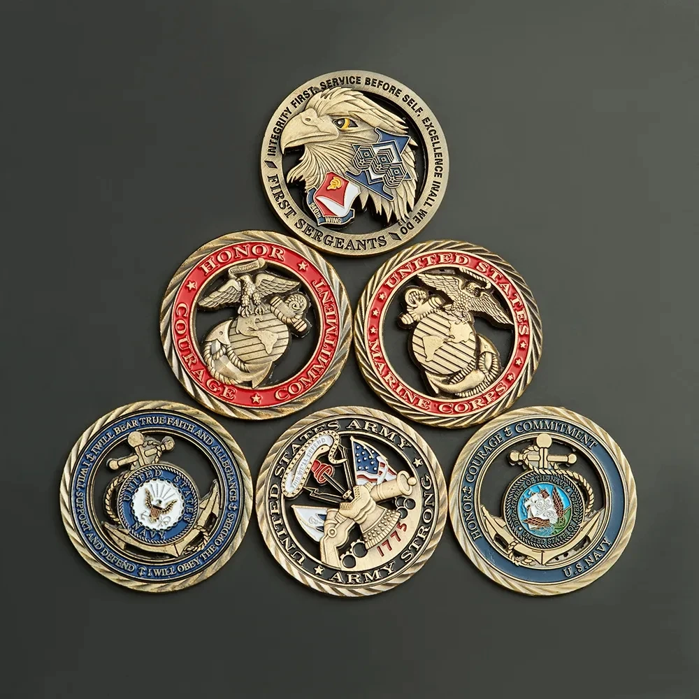 Hollow United States Marines Corps Coast Guard Air Force Navy Core Values Challenge Coin Military Collector's Medallion