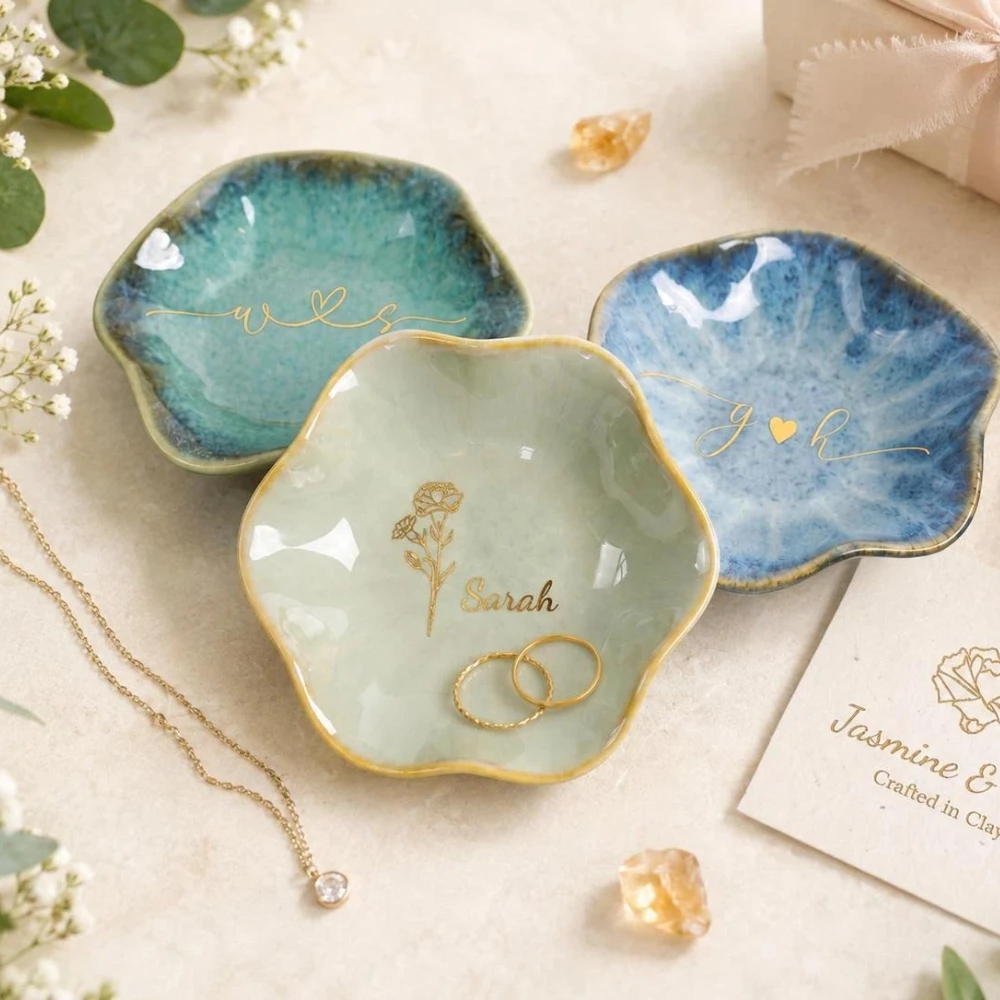 1. Custom Pink Petal Ceramic J - огляд і ціна Ceramic Trinket Dish