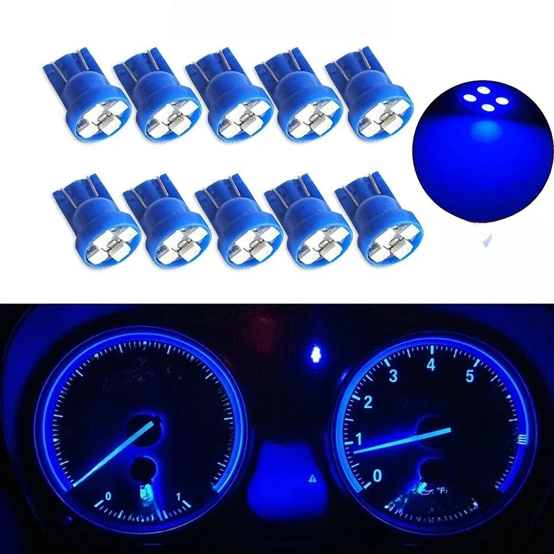 10 pièces/ensemble lumière de voiture T10 4SMD 1210 LED cale tableau de bord jauge Cluster ampoule bleu lumière LED voiture lampe de lecture