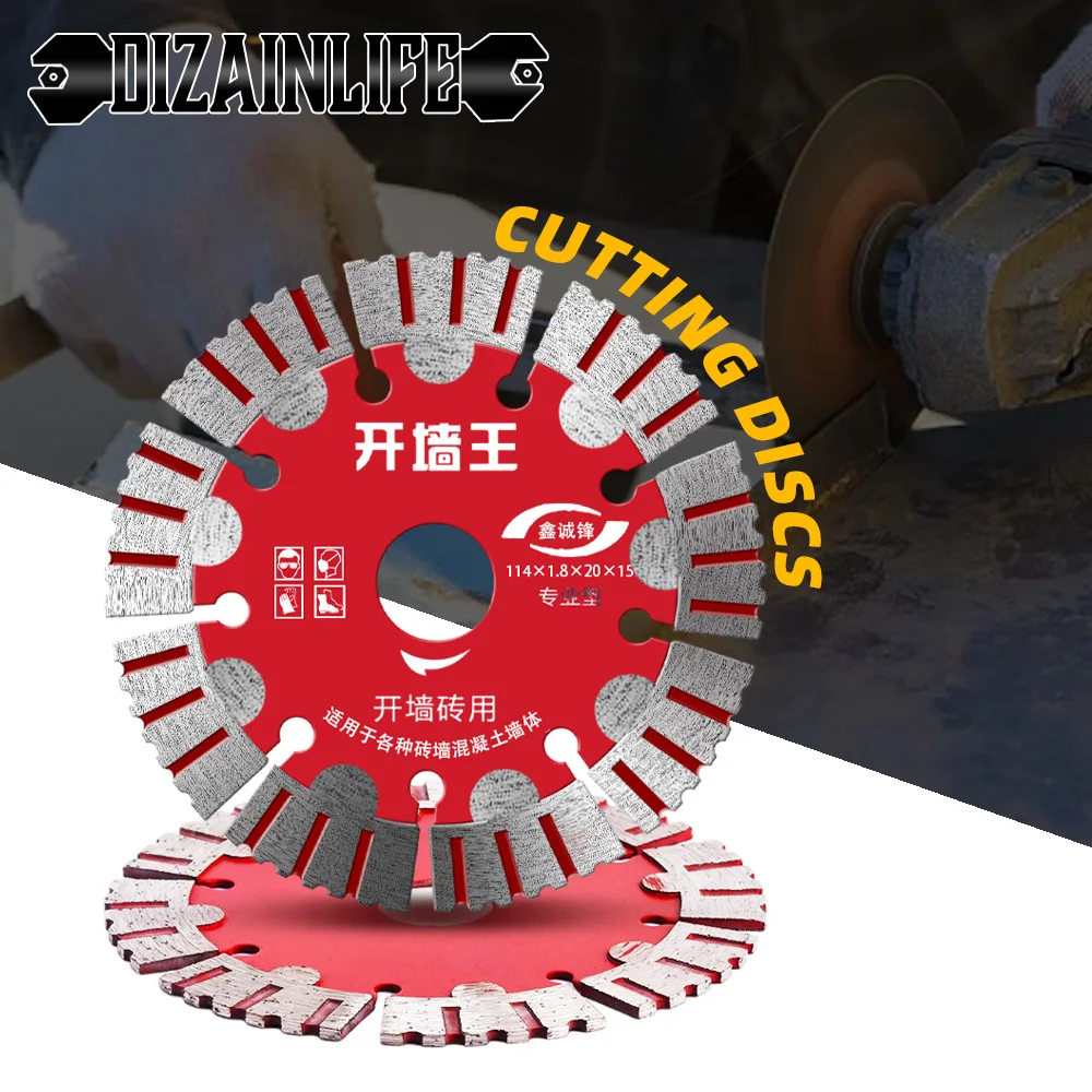 1Pc 114MM Saw Blade Slotted Diamond Saw Blade Dry Cutting Disc for Marble Concrete Porcelain Tile Cutting