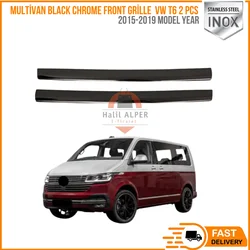 For Multivan black chrome front grille VW T6 (Comfort Line-Highline) 2 pcs. 2015-2019. Stainless steel. A + quality modified