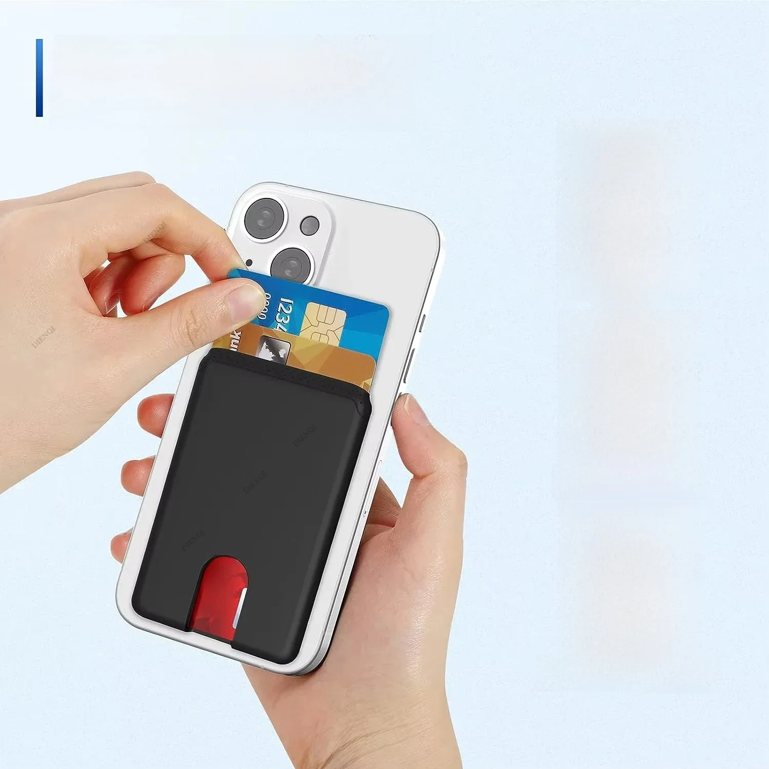 Etui na kartę kredytową banku Naklejka na telefon Klej z miękkiego silikonu, cienki, cienki mini portfel Etui na kartę telefonu komórkowego kompatybilne z Iphone — zdjęcie 2