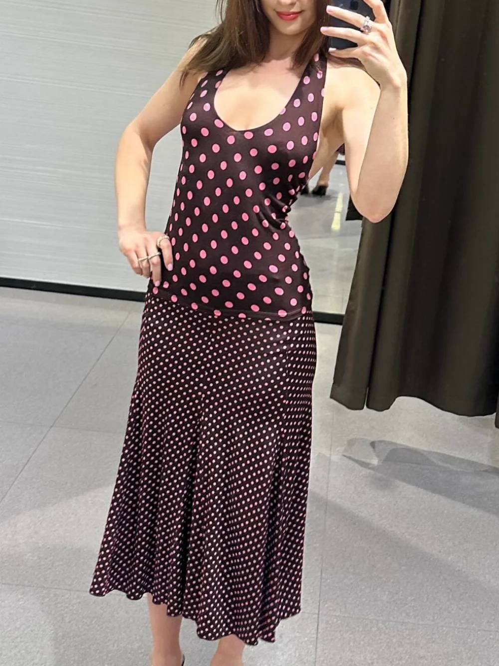 

Vintage Polka Dot Two Piece Set Women Sexy Halter Neck Crop Top and High Waist Midi Skirt Set Elegant Summer Beach Matching Sets