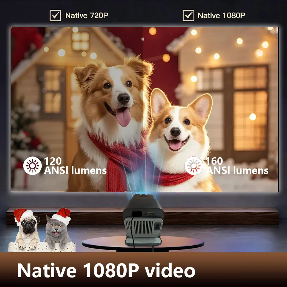 جهاز عرض HY320mini 4K Android 13 أصلي 1080P 390ANSI Dual Wifi6 BT5.2 1920*1080P Projetor محمول للسينما ترقية HY300